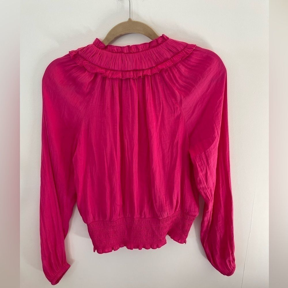 Rachel Zoe Fuchsia blouse with tie neck size XS NWOT - Picture 7 of 8